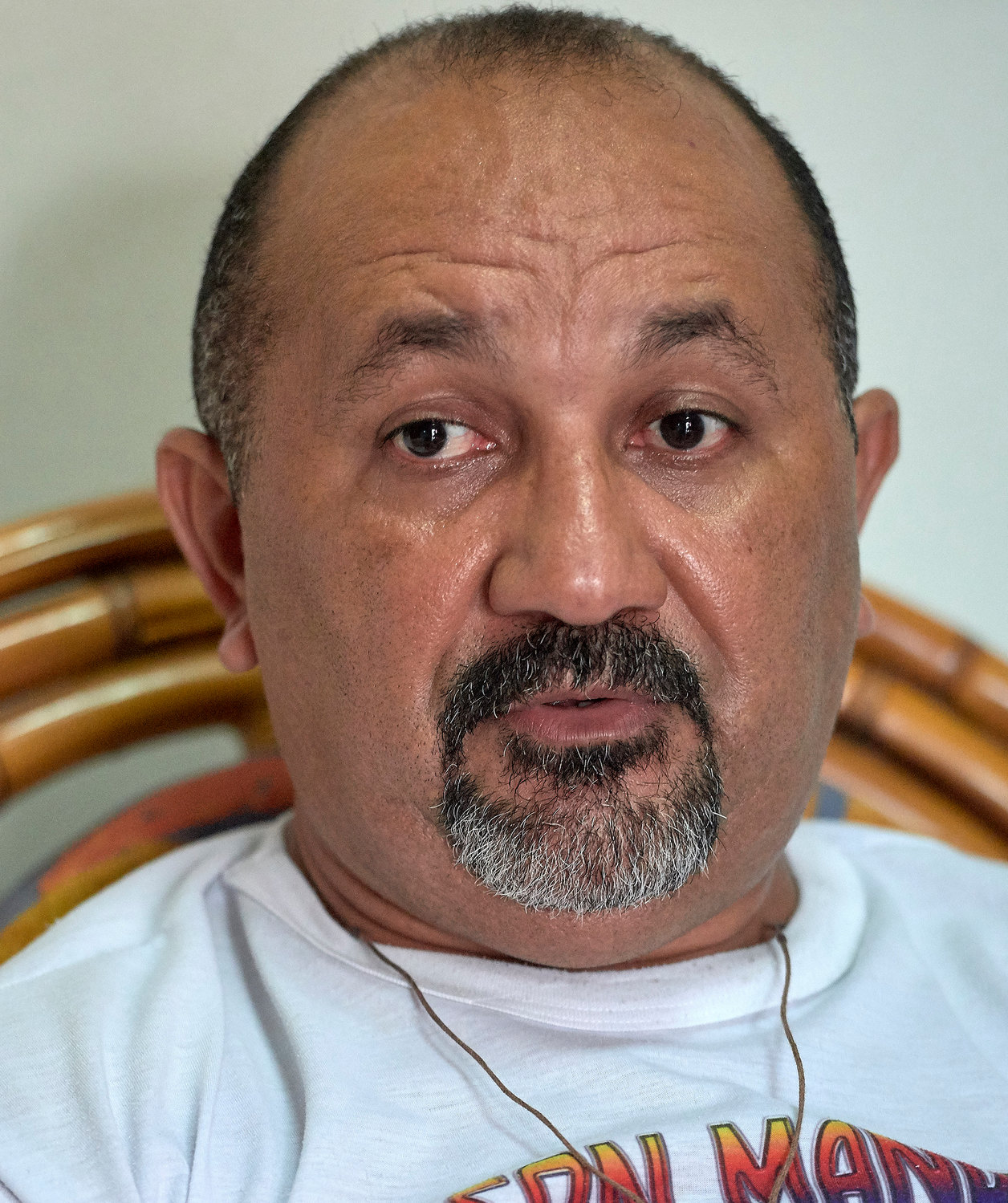 Father Jose Amaro Lopes de Souza speaks to an interviewer in Altamira, Brazil, in April 2019, when he was living under house arrest in the bishop's residence. Father de Souza continues to be threatened for his work defending landless peasants and small-scale farmers.